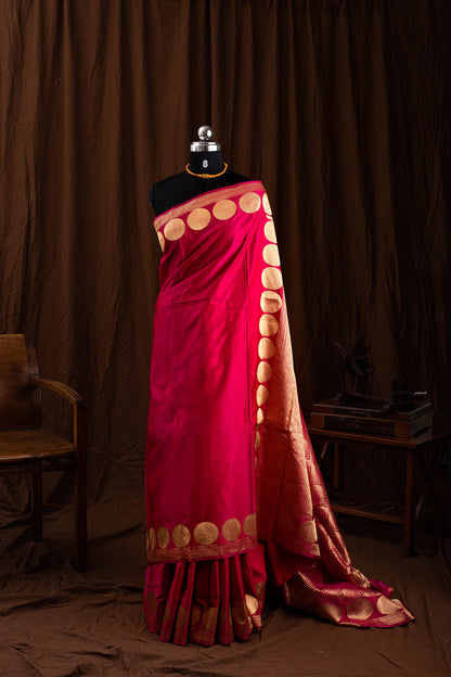 Bright Pink Mashru Silk Benarasi
