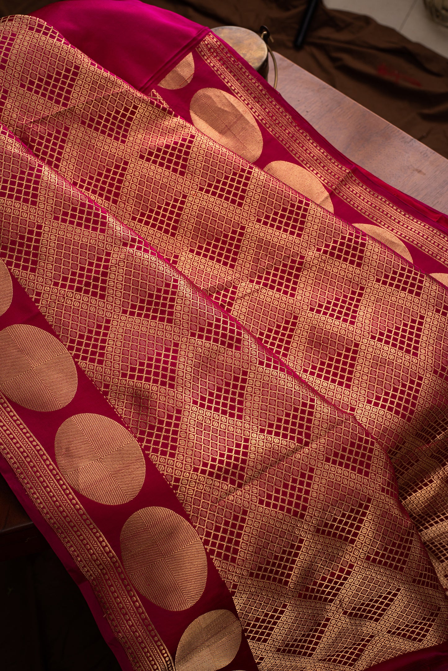 Bright Pink Mashru Silk Benarasi