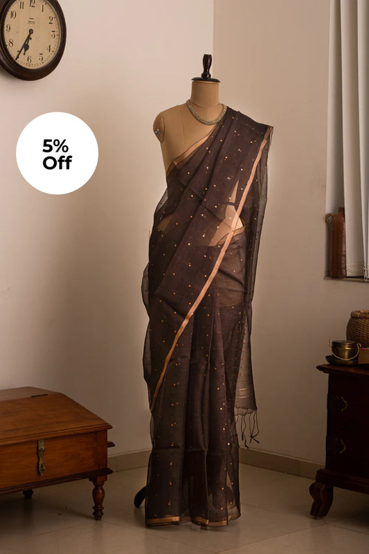 Brown Bengal Linen Jamdani