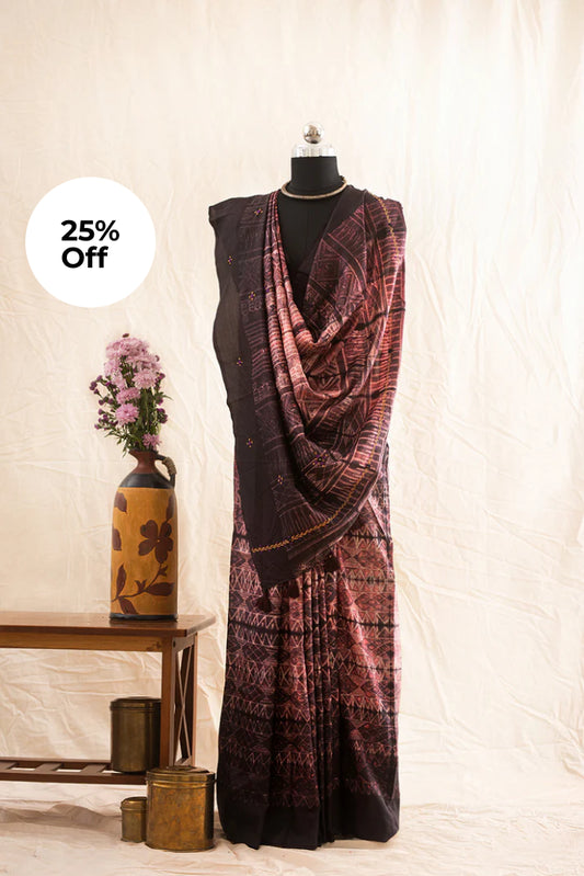 Brown Mulberry Silk Shibori