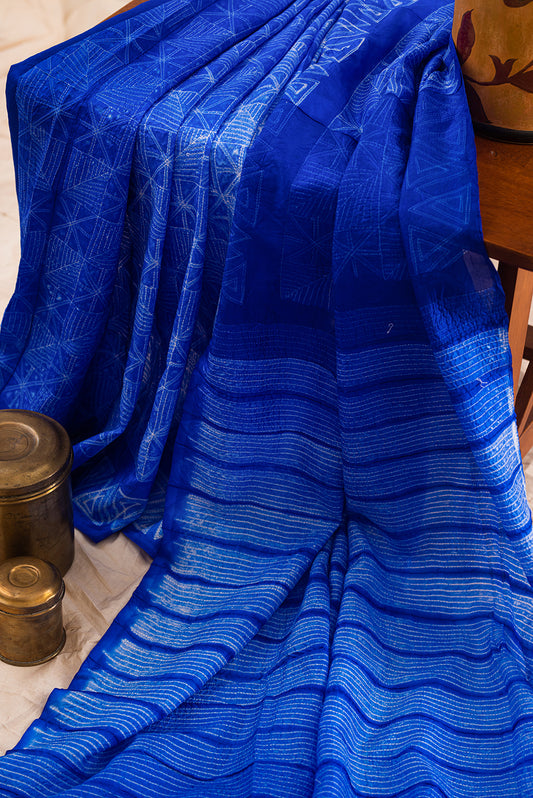 Indigo Mulberry Silk Shibori
