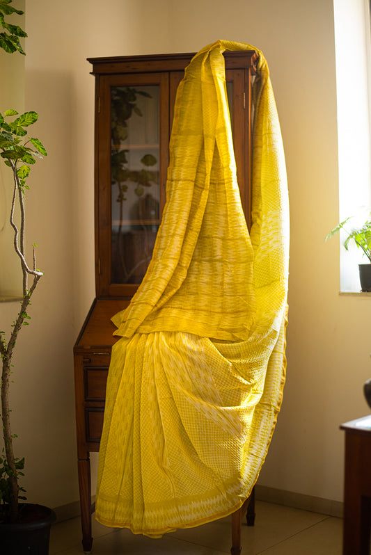 Lime Green Chanderi Cotton Shibori