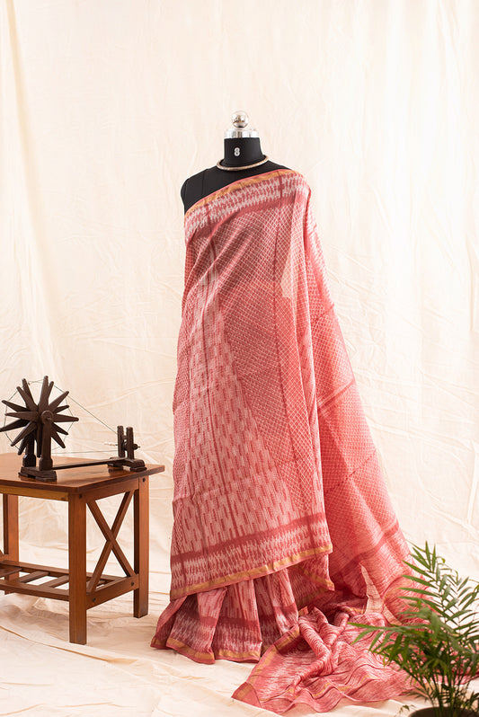 Pink Chanderi Cotton Shibori