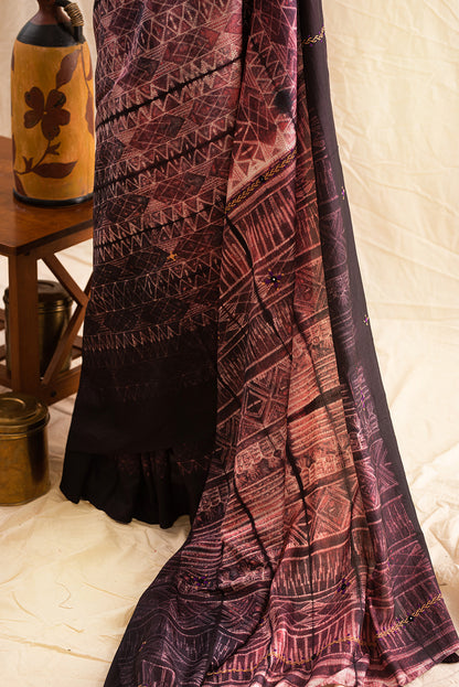 Brown Mulberry Silk Shibori