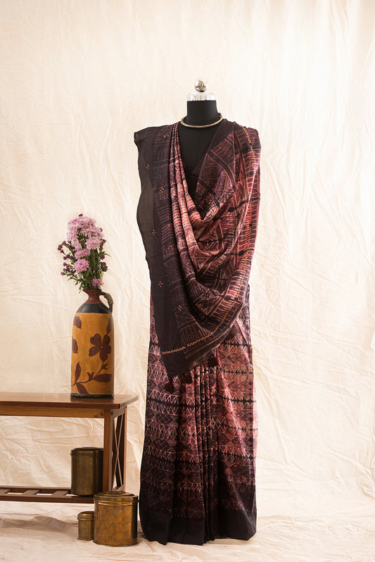 Brown Mulberry Silk Shibori