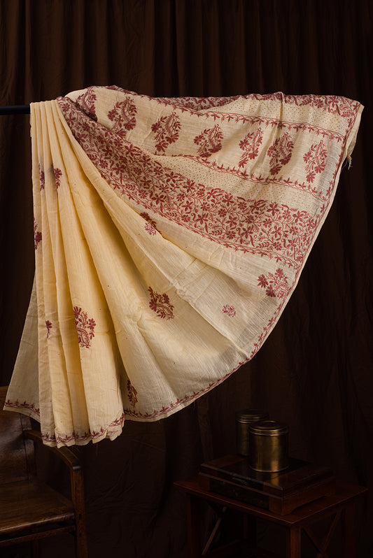Beige Chanderi Chikankari & Mukaish