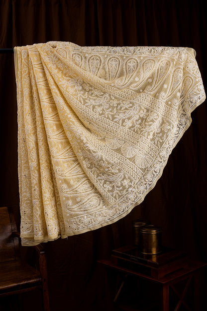 Yellow Georgette Chikankari
