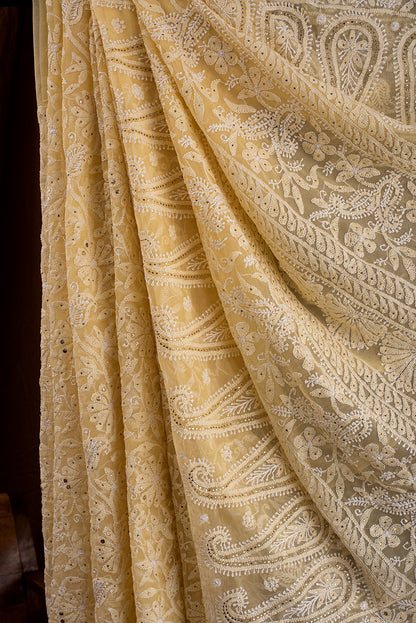 Yellow Georgette Chikankari
