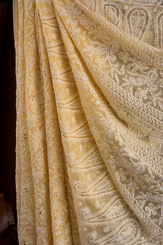 Yellow Georgette Chikankari