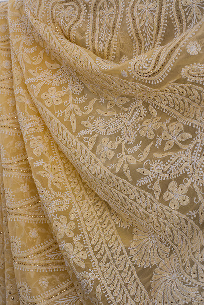 Yellow Georgette Chikankari