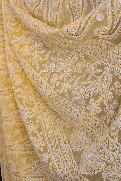 Yellow Georgette Chikankari