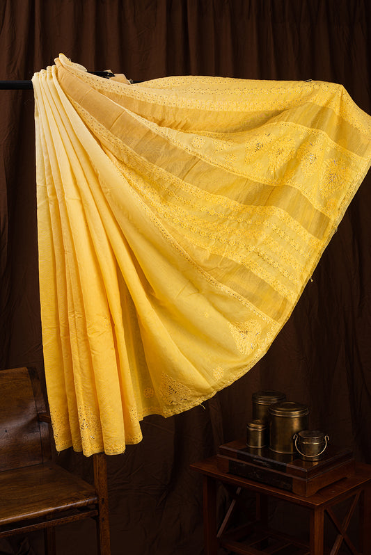 Sunlit Yellow Chanderi Chikankari & Mukaish