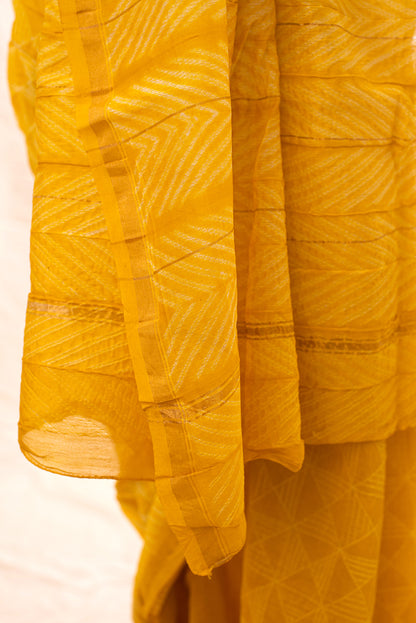 Yellow Chanderi Cotton Shibori