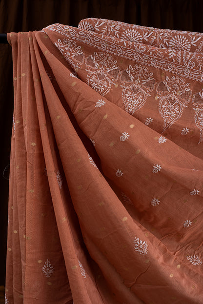 Brown Chanderi Chikankari