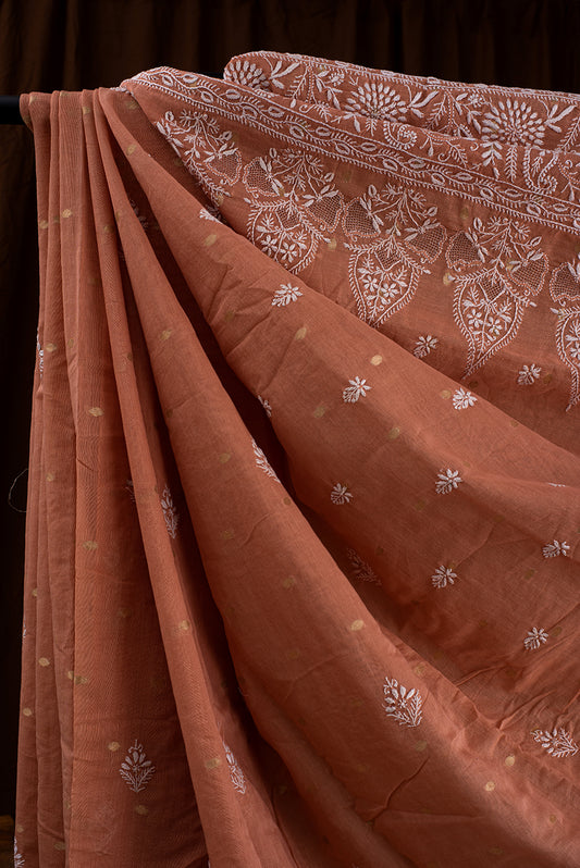 Brown Chanderi Chikankari