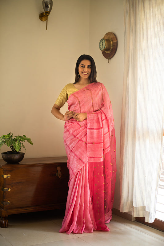 Fuschia Pink Bengal Linen & Gicha