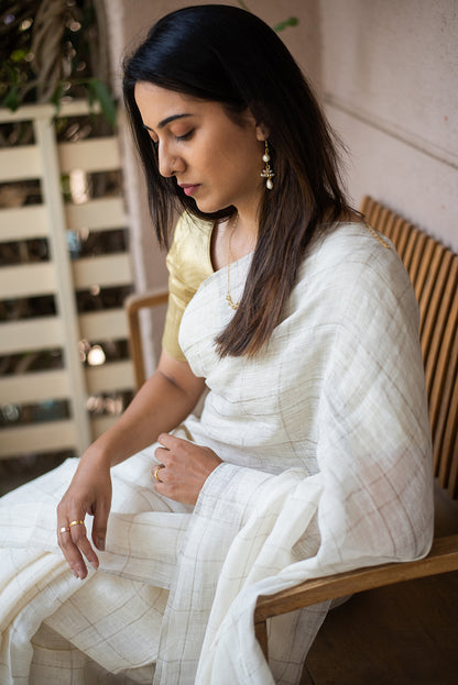 White & Gold Bengal Linen