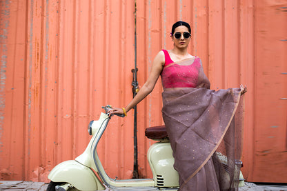 Coffee Brown Bengal Linen Jamdani