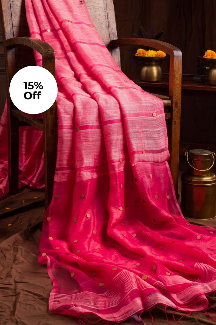 Fuschia Pink Bengal Linen & Gicha