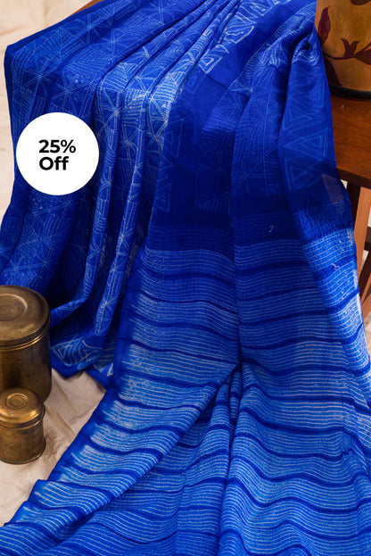 Indigo Mulberry Silk Shibori