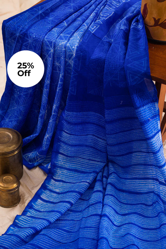 Indigo Mulberry Silk Shibori