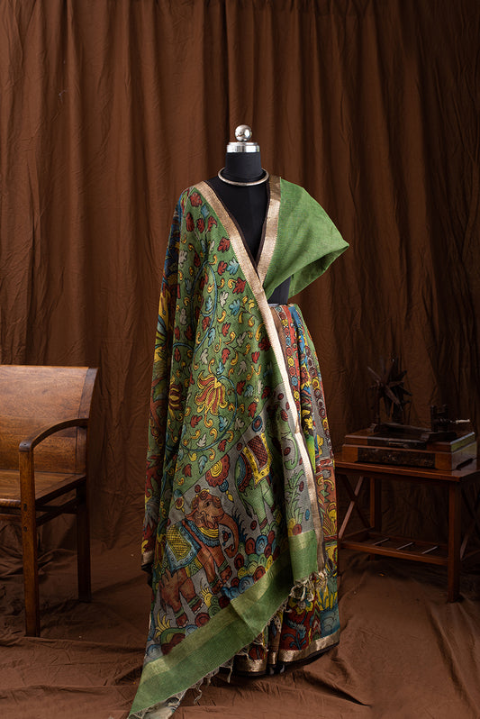 Olive Green Kota Kalamkari