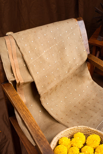Olive Green Bengal Linen Jamdani