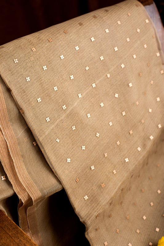 Olive Green Bengal Linen Jamdani