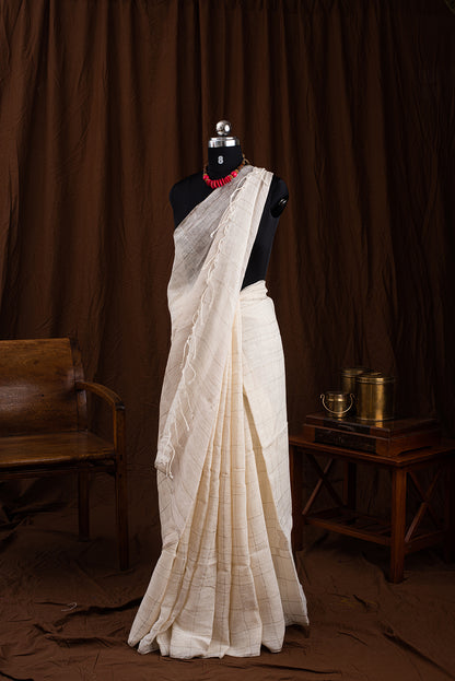 White & Gold Bengal Linen