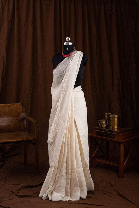 White & Gold Bengal Linen