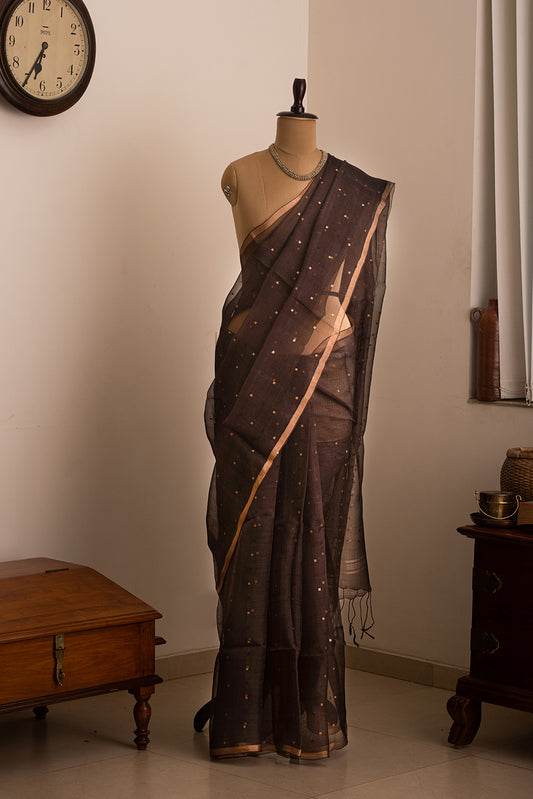 Brown Bengal Linen Jamdani