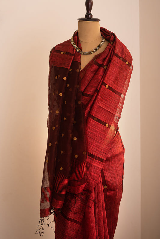 Maroon Bengal Linen & Gicha
