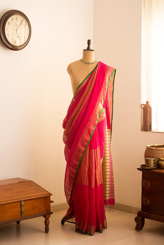 Pink & Gold Bengal Linen