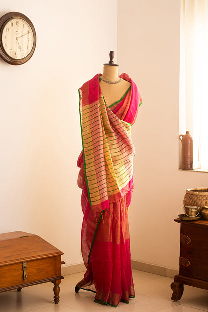 Pink & Gold Bengal Linen