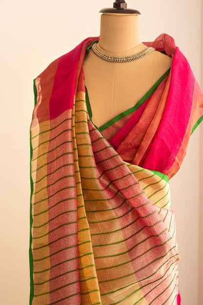 Pink & Gold Bengal Linen
