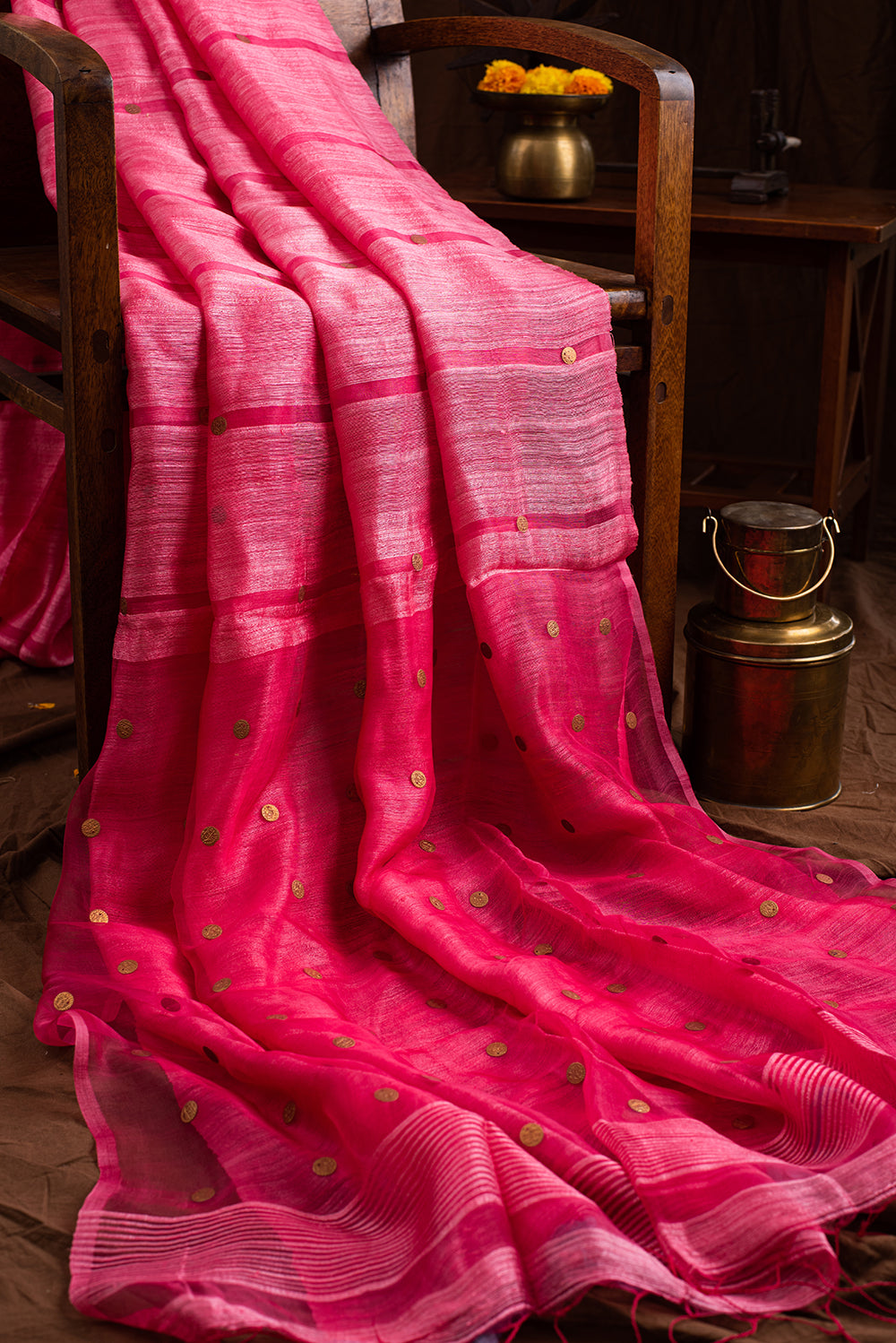 Fuschia Pink Bengal Linen & Gicha