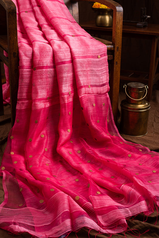 Fuschia Pink Bengal Linen & Gicha