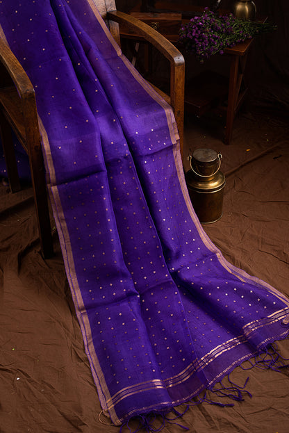 Purple Bengal Linen Jamdani