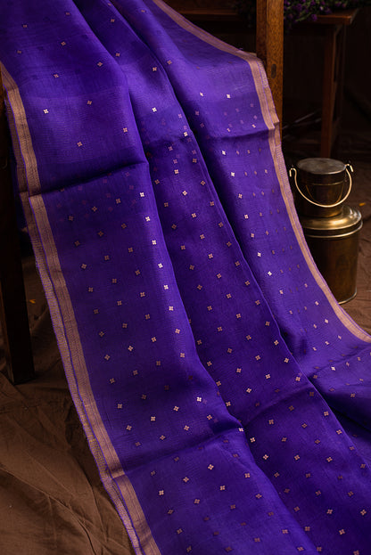 Purple Bengal Linen Jamdani