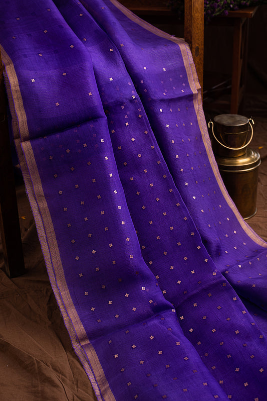 Purple Bengal Linen Jamdani