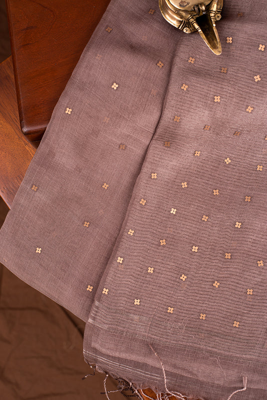 Coffee Brown Bengal Linen Jamdani