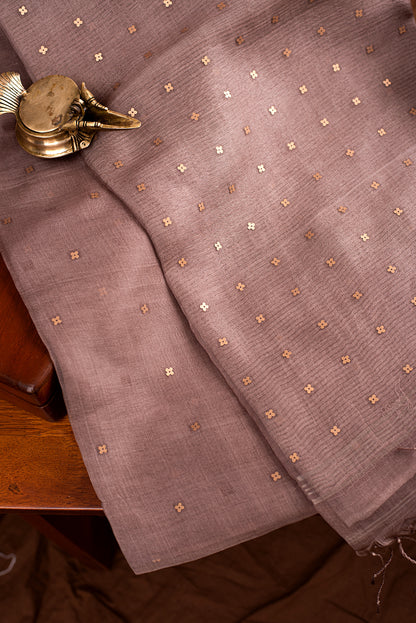 Coffee Brown Bengal Linen Jamdani
