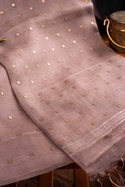 Coffee Brown Bengal Linen Jamdani