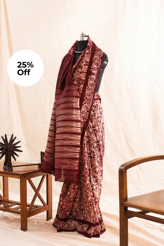 Maroon Chanderi Silk Shibori
