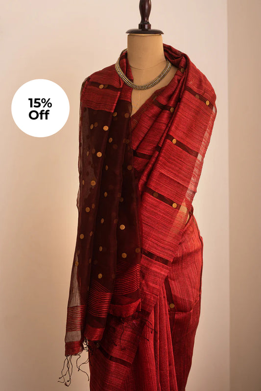 Maroon Bengal Linen & Gicha