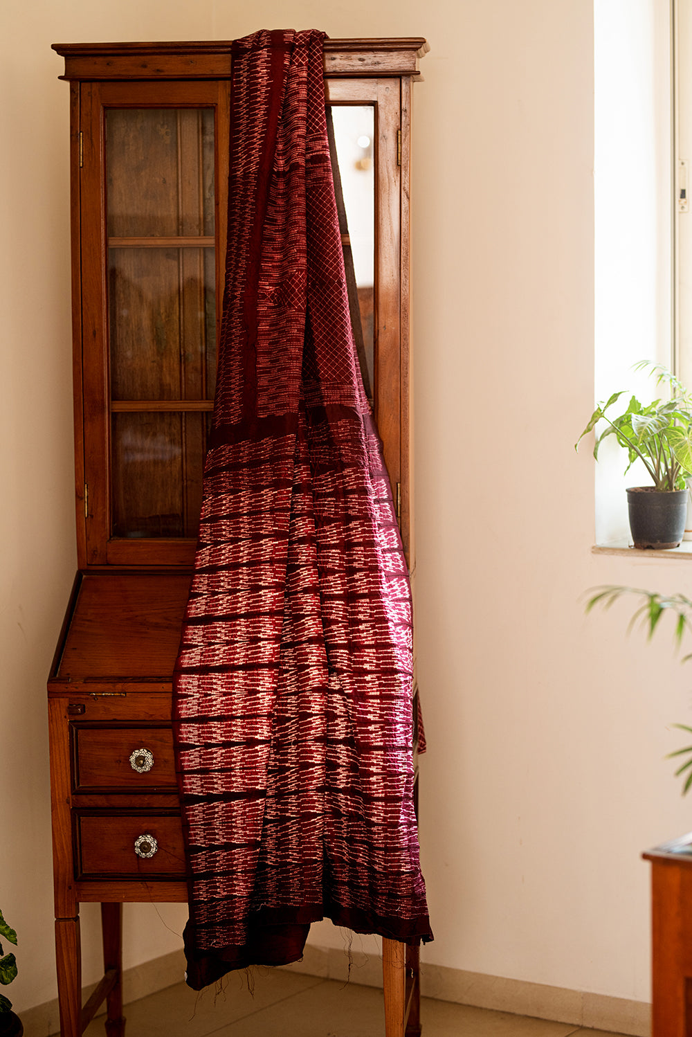 Maroon Chanderi Cotton Shibori