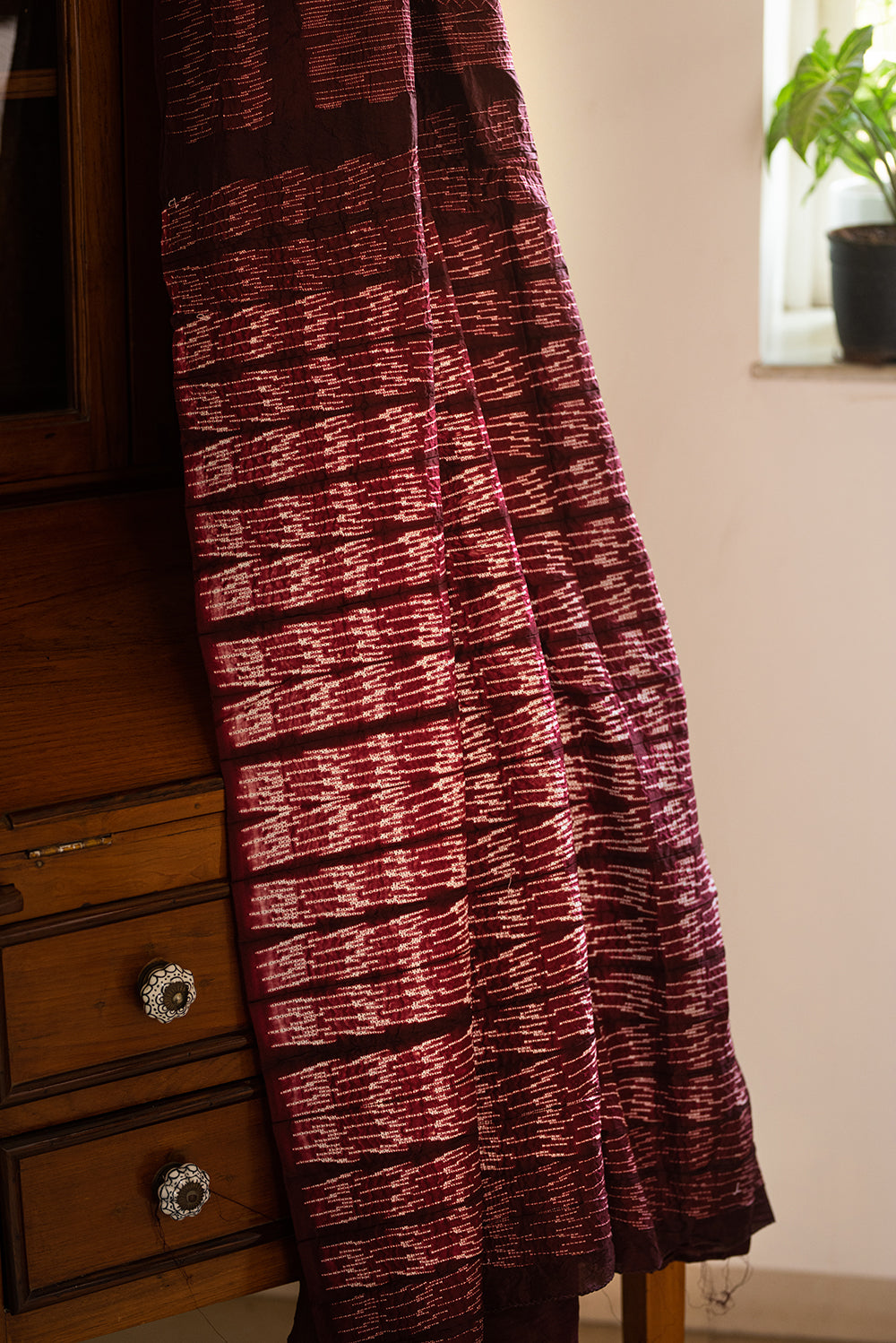 Maroon Chanderi Cotton Shibori