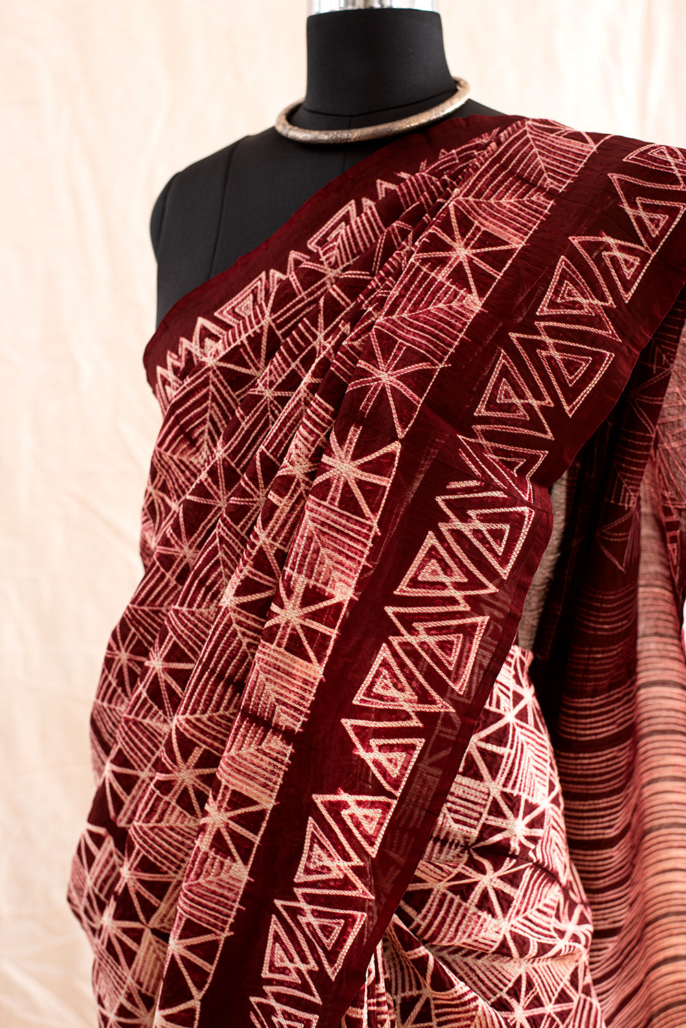 Maroon Chanderi Cotton Shibori