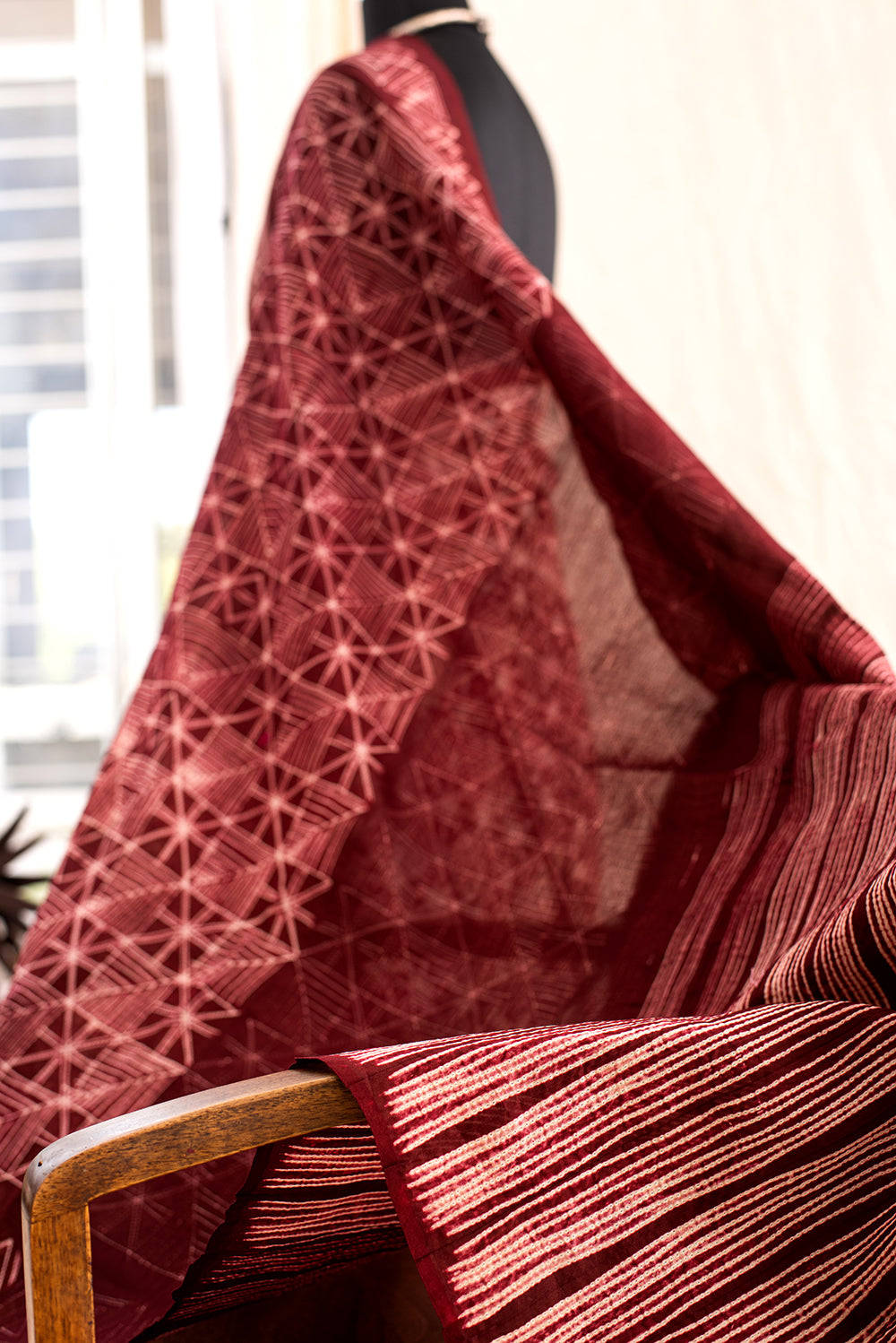 Maroon Chanderi Cotton Shibori