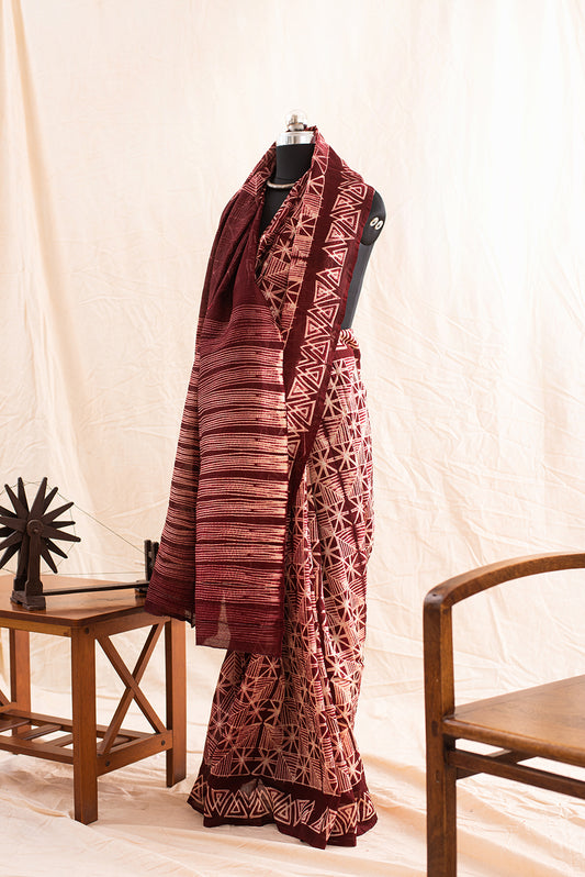 Maroon Chanderi Cotton Shibori